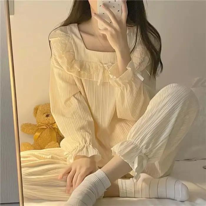 Pyjamas pour filles printemps automne doux et confortable style mignon et amusant occassions spéciales étudiants princesses nuitées et cadeaux