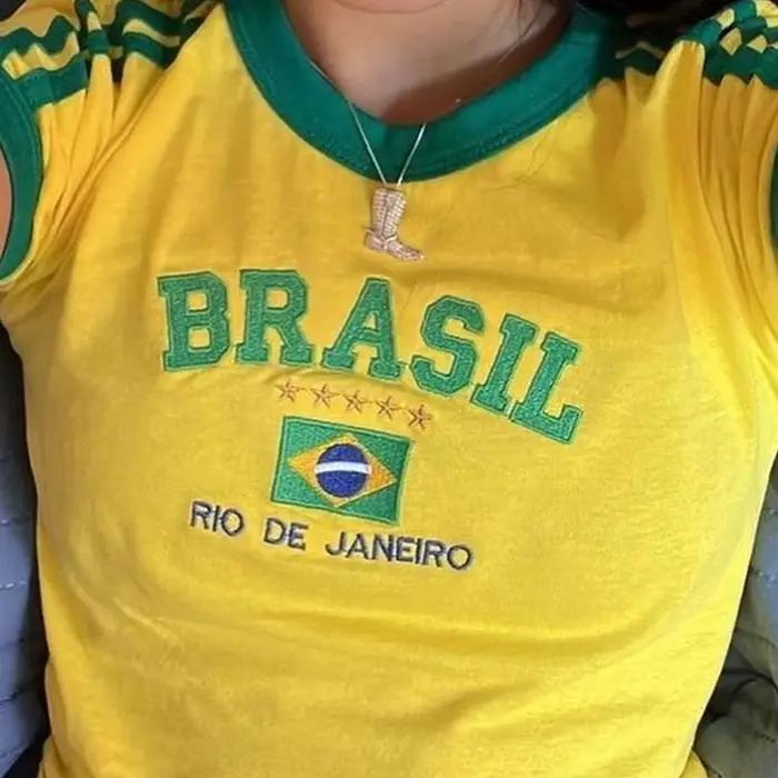 Dámsky kostým T-Shirt a šortky s brazílskymi písmenami