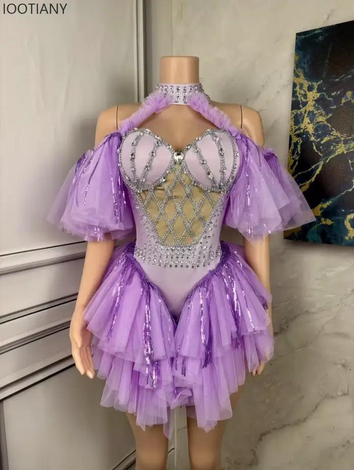 Festival de musique brillant élégant robe douce Costume de danse femmes Club fête nuit chanteur modèle défilé balle Performance robe nouveau