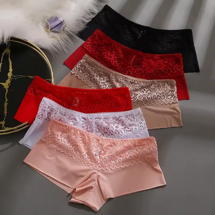Boxer en dentelle pour femmes, Lingerie Sexy, tentation, sous-vêtements féminins, culotte à élasticité solide, respirant, slip pour dames