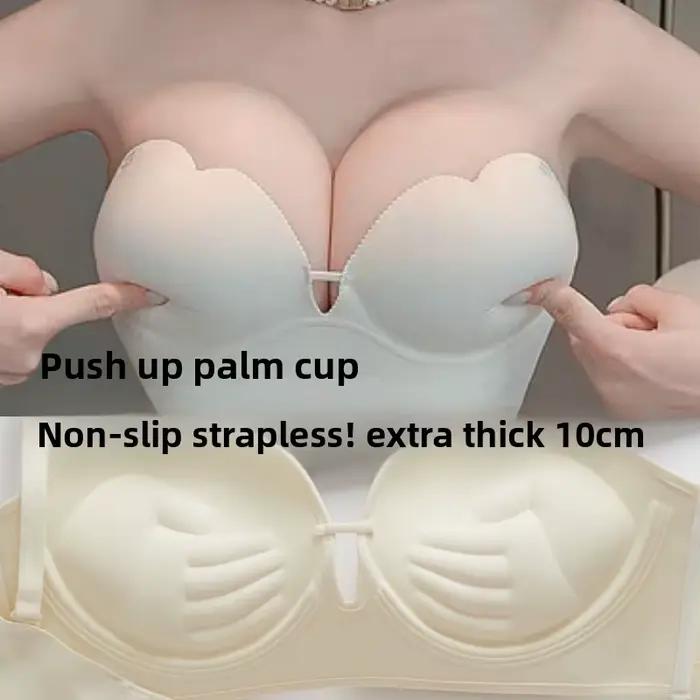 Soutien-gorge sans bretelles Ultra Push Up, 10cm, poignée antidérapante, bonnet de paume, haut tubulaire sans fil, Bustier pour femmes, Support de levage, Lingerie de mariage