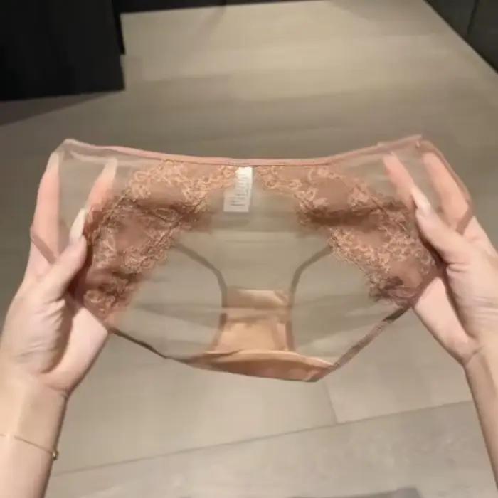 Culotte Triangle Femme en Dentelle Transparente et Respirante, Style Romantique Français, Lingerie Sexy et Intime, Pure Désir