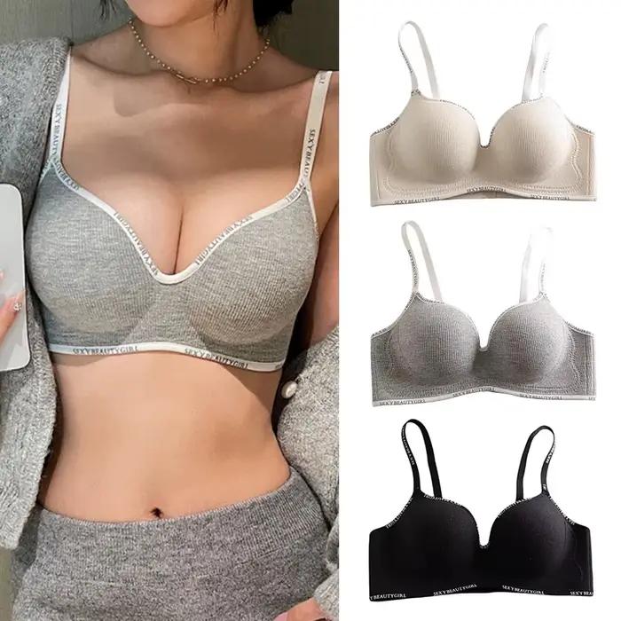 Soutien-gorge push-up sans armatures pour petites poitrines, confortable, invisible, sans coutures, avec coussinets 3D, soutien-gorge de maintien et de rassemblement latéral