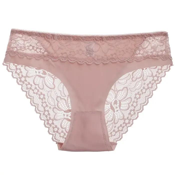 Čipkované ženské nohavičky Sexy bezšvové spodné prádlo dámske nízke pásy Pevná lingerie dievčenské