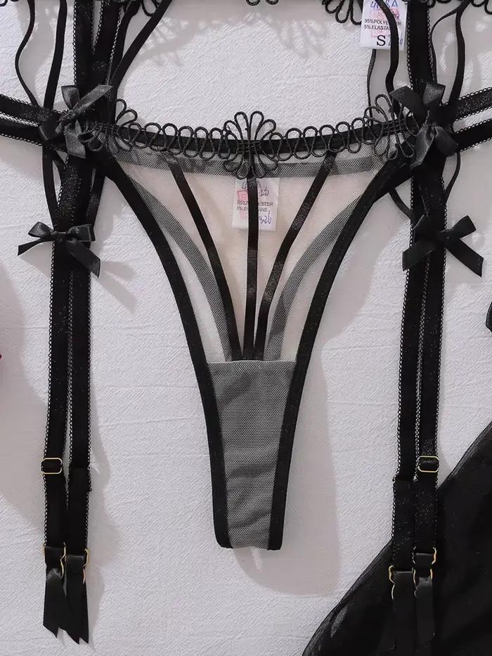 Belamimi – sous-vêtements sexy brodés pour femmes, ensemble soutien-gorge et sous-vêtements, sous-vêtements de luxe d'été, ensemble 4 pièces, sous-vêtements sexy et confortables