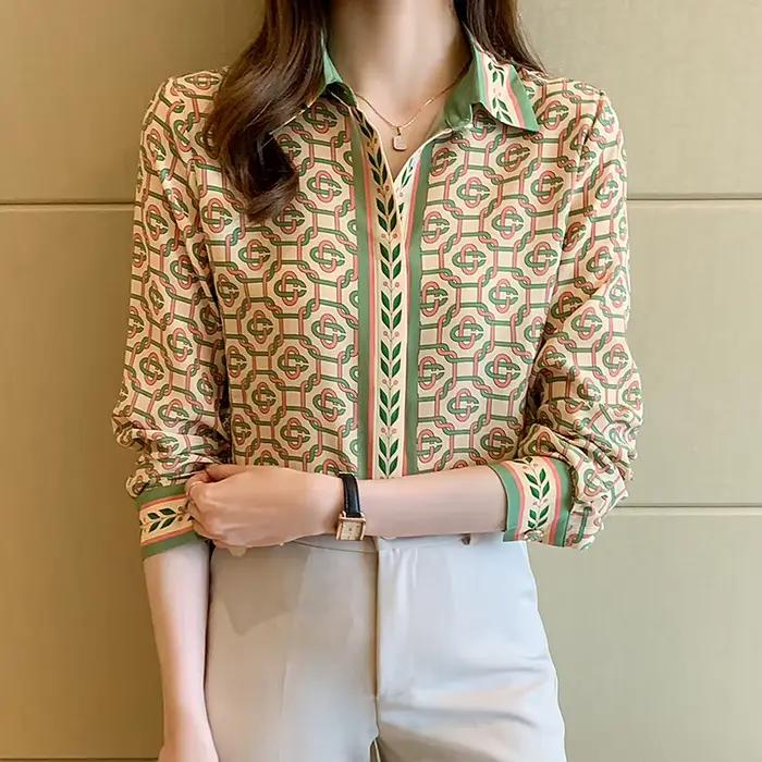 Dámske elegantné košele s dlhým rukávom na gombíky