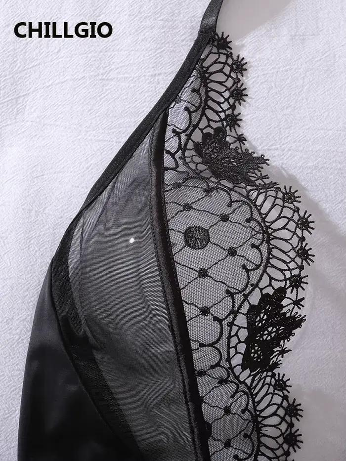 CHILLGIO Ženy Sexy čipkovaná kvetinová body Lingerie módna elastická erotická jednodielna kombinéza Onesie lodičkový
