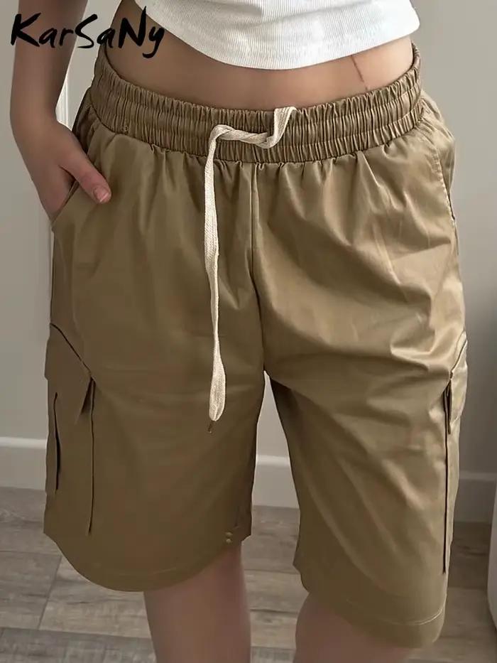 Dámske cargo šortky s vysokým pásom