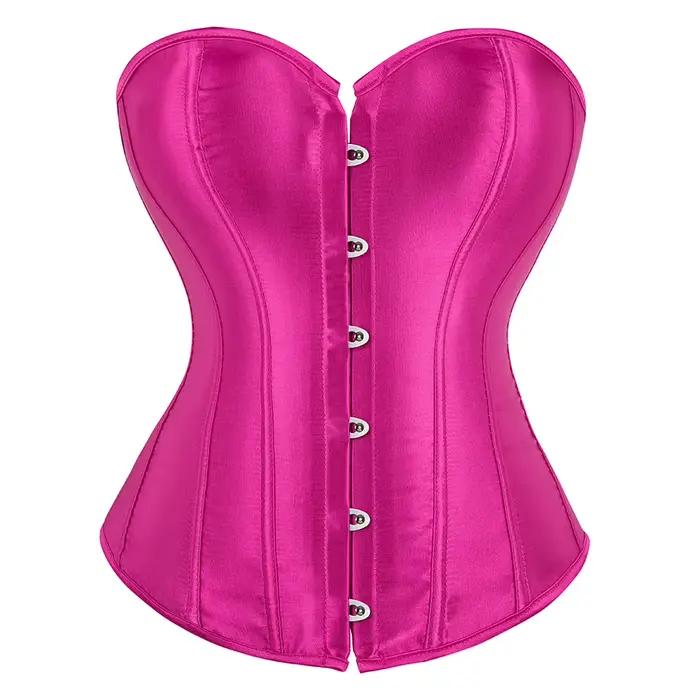 Sexi korzetový bustier so šnurovaním pre ženy ružový viktoriánsky top Korzet veľkej veľkosti Vintage Saténový