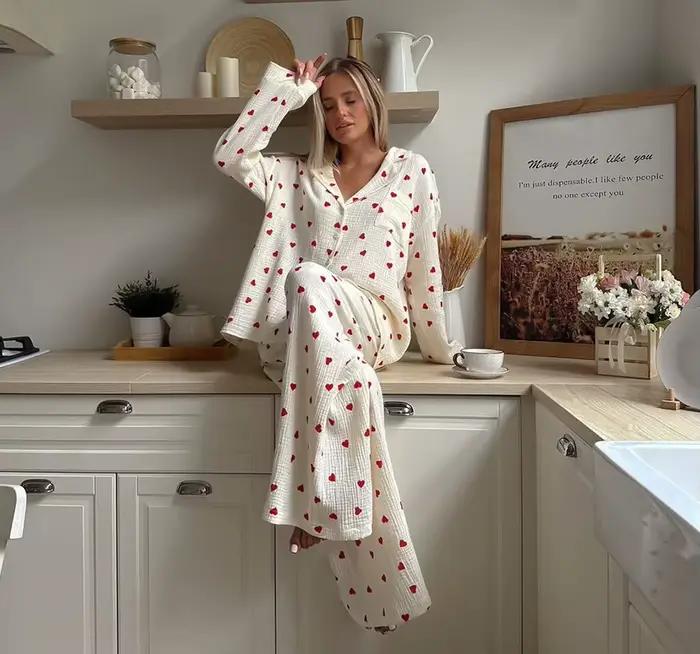 Dámske pyžamo srdiečkový vzor