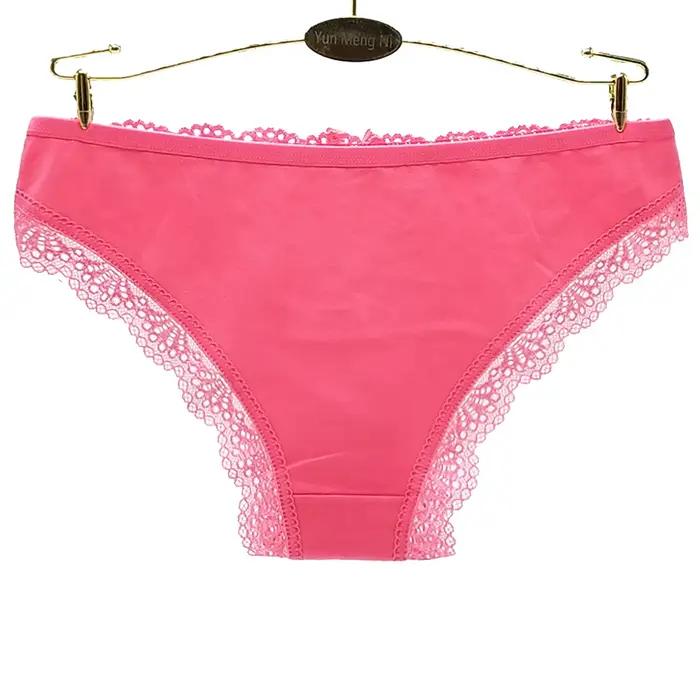 Culotte taille basse en coton pour femme, sous-vêtement sexy en dentelle sur le devant, 5 pièces/ensemble