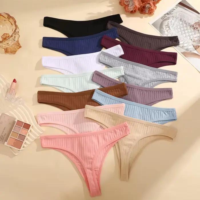 Strings en coton sans couture pour femmes, culotte sexy, taille basse, solide, respirant, confortable, doux, string, sous-pantalon, 8 pièces, ensemble