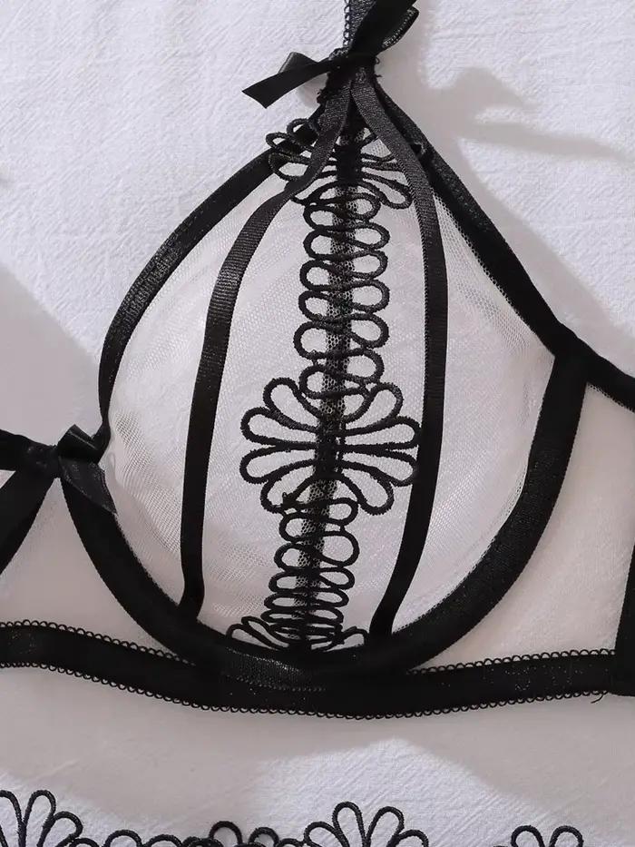 Belamimi – sous-vêtements sexy brodés pour femmes, ensemble soutien-gorge et sous-vêtements, sous-vêtements de luxe d'été, ensemble 4 pièces, sous-vêtements sexy et confortables