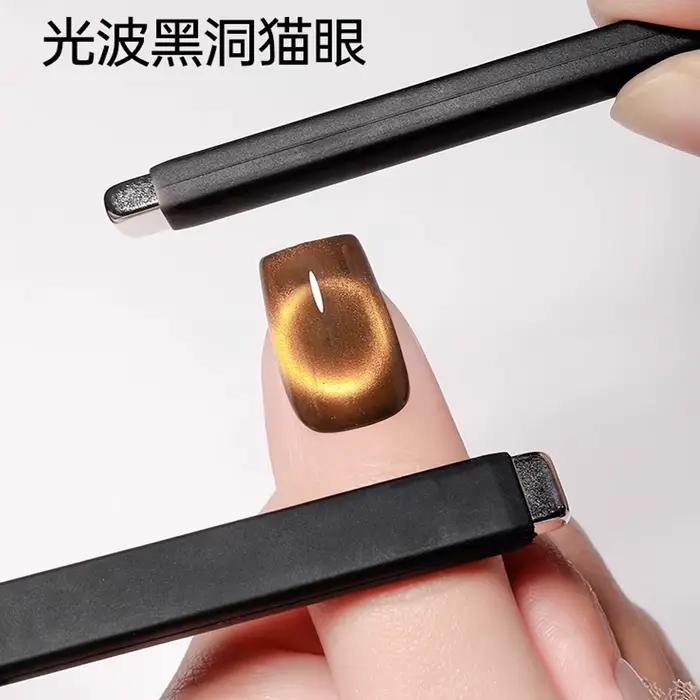 6X0, 9X1CM Nechtové umenie magnetická tyčinka silný efekt magnetický plátok s čiernym silikónovým obalom jednoduchá