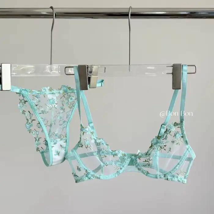 Ensemble de soutien-gorge en dentelle française élégante, broderie florale, Bralette en maille transparente avec fils doux pour gros seins, Lingerie de luxe, tailles britanniques, tendance