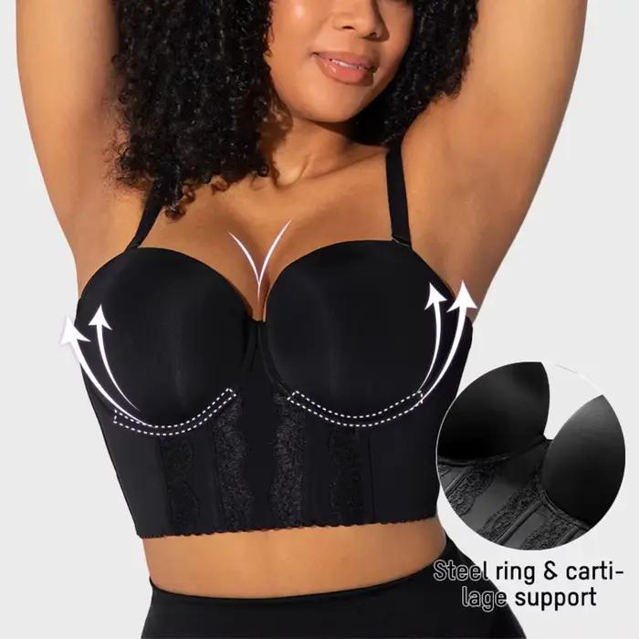 Soutien-gorge push-up sans bretelles pour femme, rembourré, avec armatures, bretelles réglables et convertibles, effet lissant latéral, soutien-gorge T-shirt