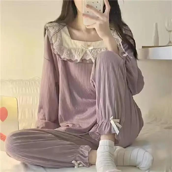 Pyjamas pour filles printemps automne doux et confortable style mignon et amusant occassions spéciales étudiants princesses nuitées et cadeaux