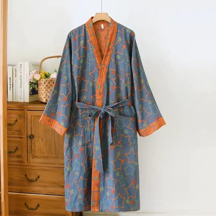 100% bavlnené kimono nočné šaty 3/4 rukávy jar jeseň župan pre ženy ležérne