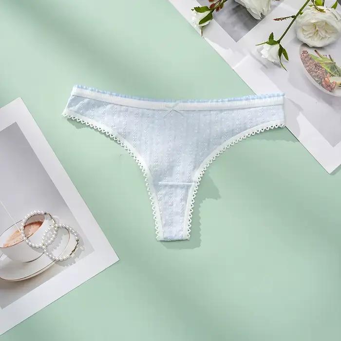 5 pièces Sexy coton sans couture femmes culottes nœud papillon mode mignon Garish respirant dames string Chic audacieux mince femme intimes