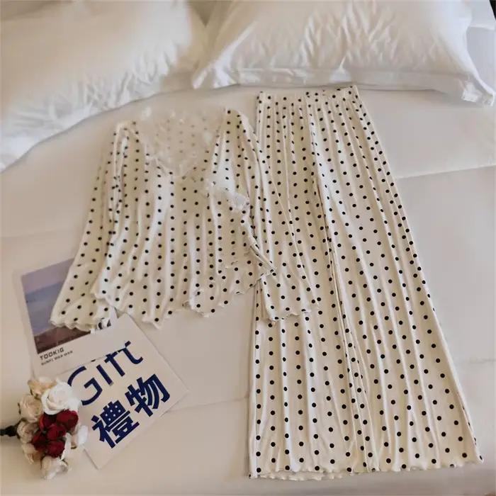 Pyjama princesse française, ensemble deux pièces Sexy avec coussin de poitrine pour femmes, vêtements de nuit d'automne et d'hiver pour dormir, vêtements de maison en Modal