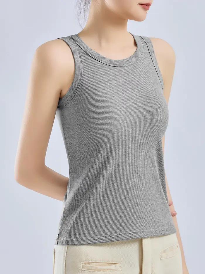 Camisole filetée tout-en-un pour femmes, gilet de couleur Pure avec coussinets d'allaitement, haut intérieur et extérieur