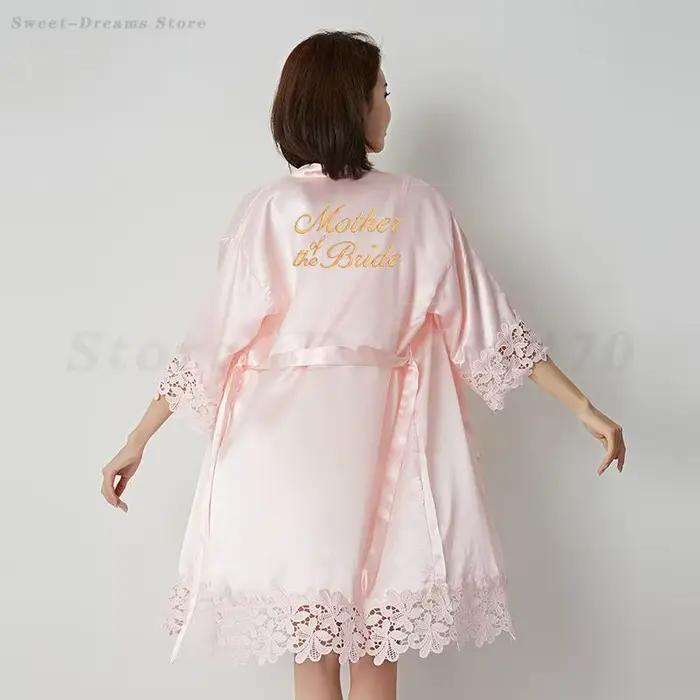 Vêtements de nuit en dentelle mère de la mariée et du marié Robe de mariée Sexy adulte Satin peignoir femme chemise de nuit Lingerie Homewear maman cadeau