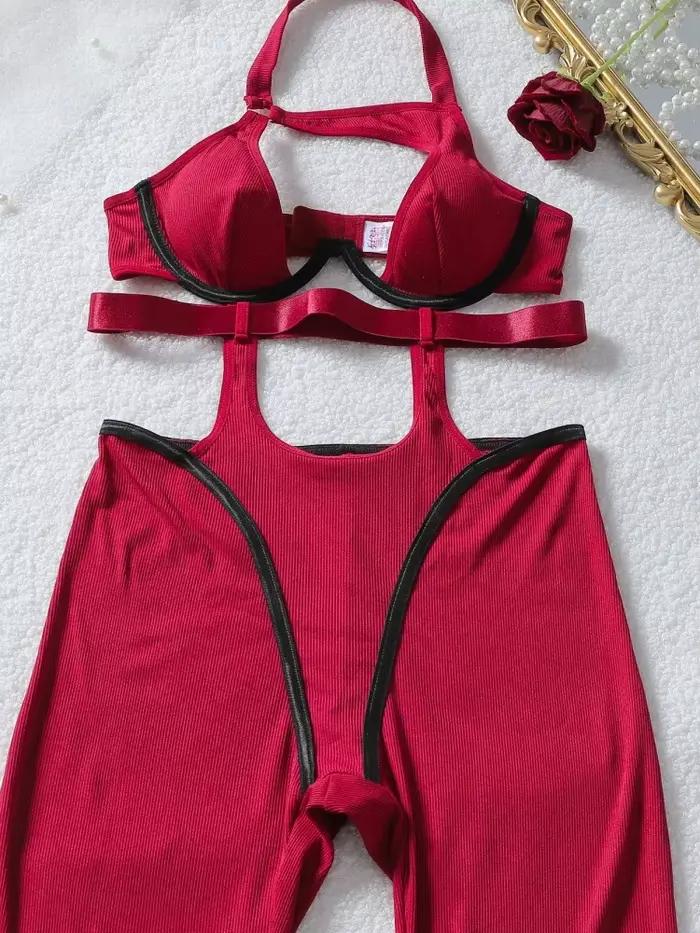 Červený sieťkovaný body set