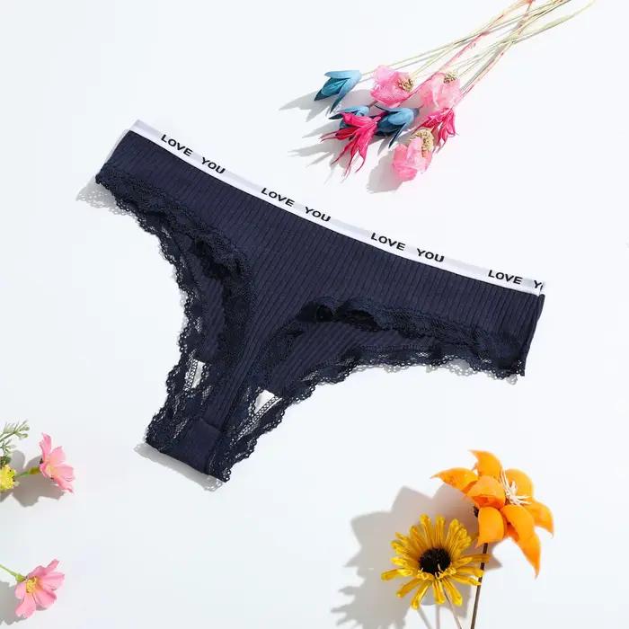 3 pièces/lot dentelle string femmes Tanga taille basse Sexy lingeries coton culottes Laides T dos pantalon sous-vêtements pour fille femme caleçons