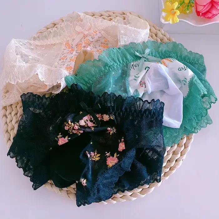 Sissy mignon nœud culotte à volants culotte érotique discothèque DJ Club BF fête privée, hommes Sexy voir à travers la dentelle florale glace soie slips