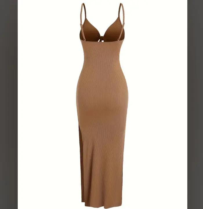 Robe en polyester sexy et club avec bretelles spaghetti et fente latérale pour femmes juniors occasions estivales