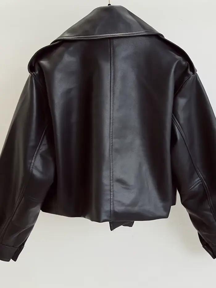 FTLZZ motocyklová bunda z imitácie kože pre ženy