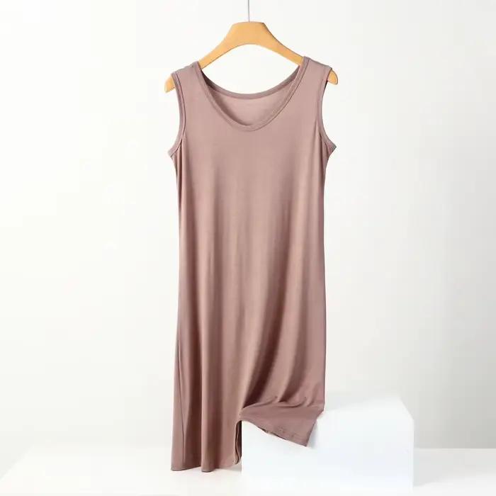 Chemise de nuit mi-longue en émail modal pour femme, robes de base en fibre, monochromatique, document, grande taille, été, 8XL