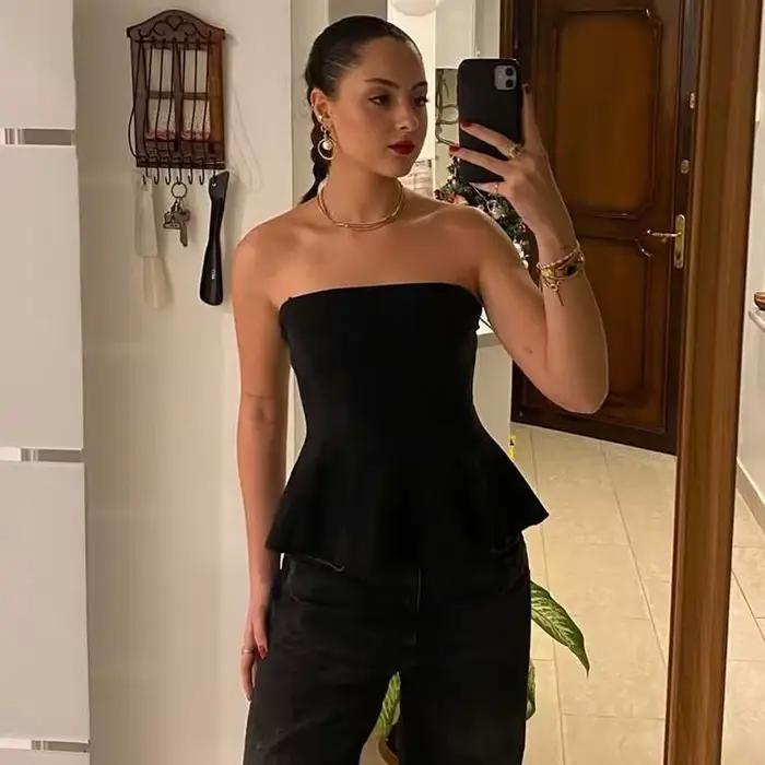 MUJER 2025 Korzet bustier pre ženy mimo ramien krátky top žena Sexy odhalený chrbát tielko