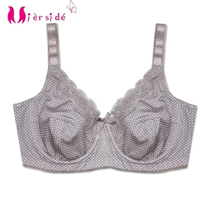Mierside D0295 bodkovaná podprsenka pre ženy veľkých veľkostí sivá/čierna/hnedá C/D/DD/DDD/E/F/G