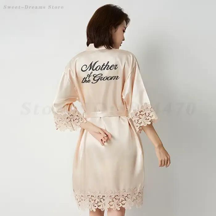 Vêtements de nuit en dentelle mère de la mariée et du marié Robe de mariée Sexy adulte Satin peignoir femme chemise de nuit Lingerie Homewear maman cadeau