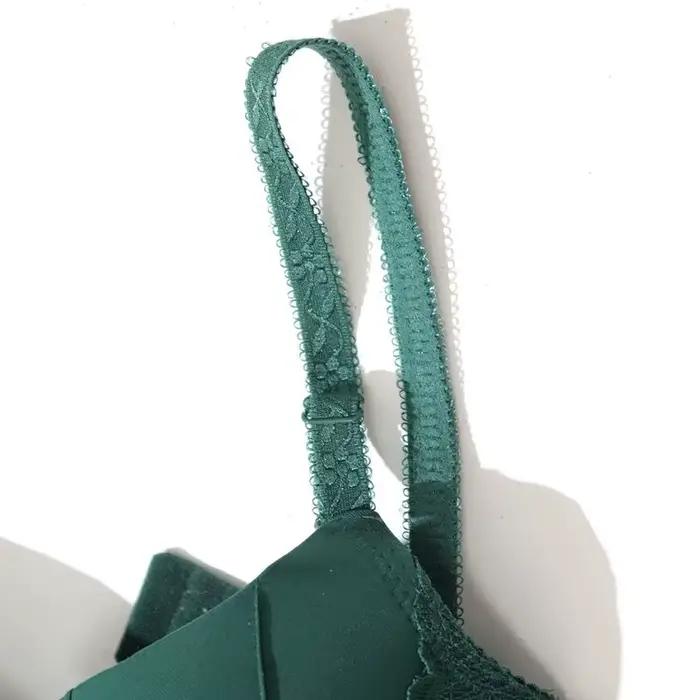 Beauwear - Vyšívaná zelená kvetinová podprsenka s príveskom