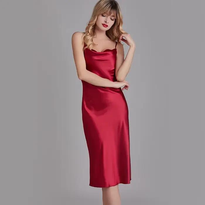 Chemise de nuit en satin soyeux pour femme, bretelles spaghetti, vêtements de nuit d'été, vêtements de nuit blancs, robe en span pour la maison, InDispensLingerie, nouveau