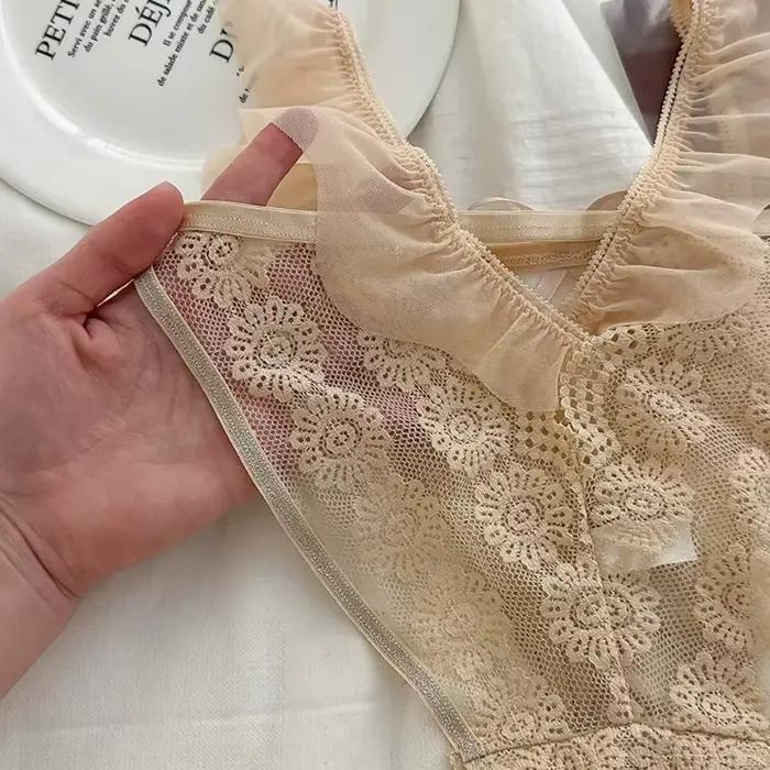 Culottes Triangle Sexy en Dentelle pour Femme, Bord Volanté, Sous-vêtements Sans Traces, Légers et Confortables, Lingerie Pure Désir