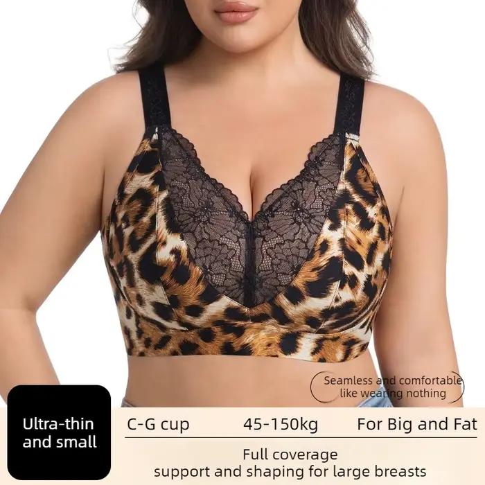Soutien-gorge sexy en dentelle ultra-fine et respirante, effet minimisant pour poitrine généreuse, grande taille C-G, avec maintien et haute élasticité pour femme