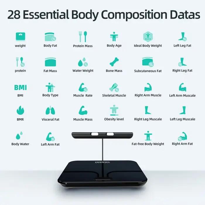 Balance de Poids Corporelle Intelligente Bio404, 8 Électrodes, Analyse Professionnelle de la Composition Corporelle, Nouveauté 2024