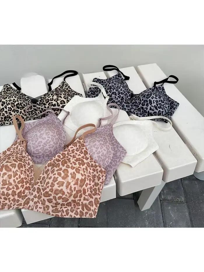 YUQI Leopardová potlač podprsenka – Ultra tenká bez drátků