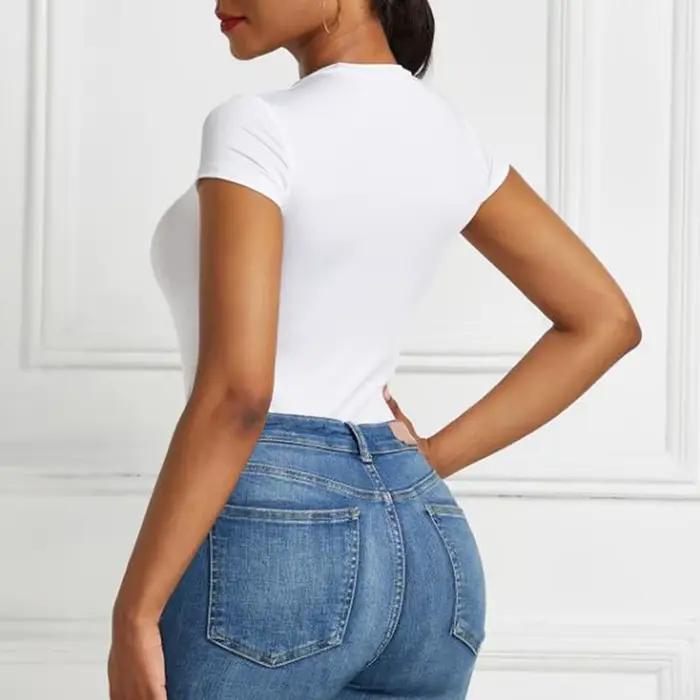 Dámske sexy letné priliehavé body v ležérnom štýle s krátkym rukávom