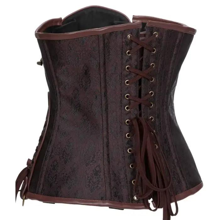 Hnedý Steampunk korzet pod prsia pre ženy