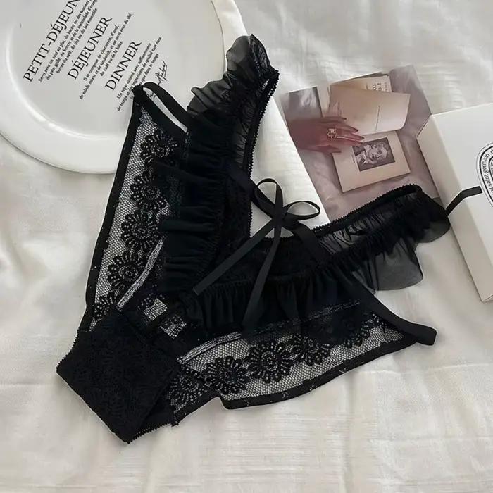 Culottes Triangle Sexy en Dentelle pour Femme, Bord Volanté, Sous-vêtements Sans Traces, Légers et Confortables, Lingerie Pure Désir