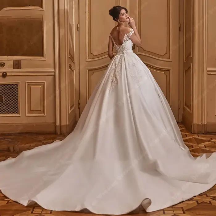 Robe de Mariée en Fibre Élégante, Sexy, Dos aux, Dentelle Appliques, Patients, Quelle que soit Rotterdam Kly, Paillettes, Perles, Personnalisée