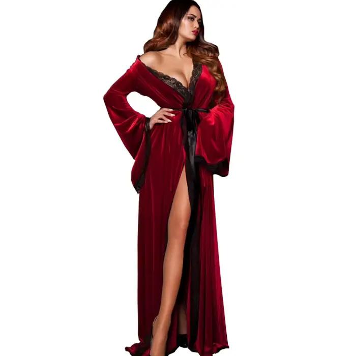 Robes de nuit sexy pyjamas pour femmes dentelle velours femmes vêtements de nuit confortables chemises de nuit féminines tentation dames chemise de nuit