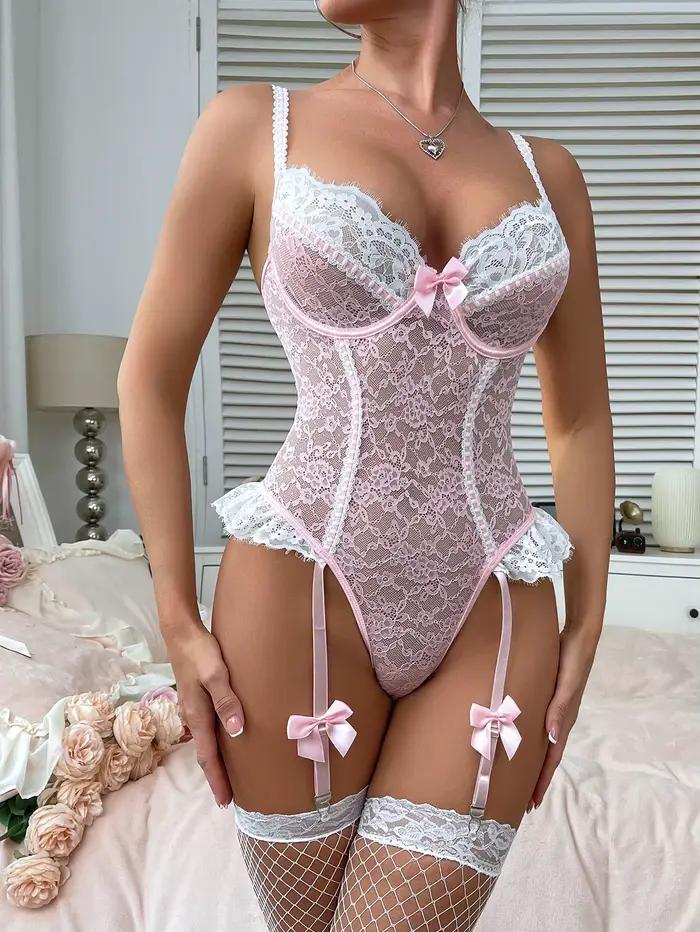 Nový erotický priehľadný set spodnej bielizne pre ženy Sexy čipkovaný body set