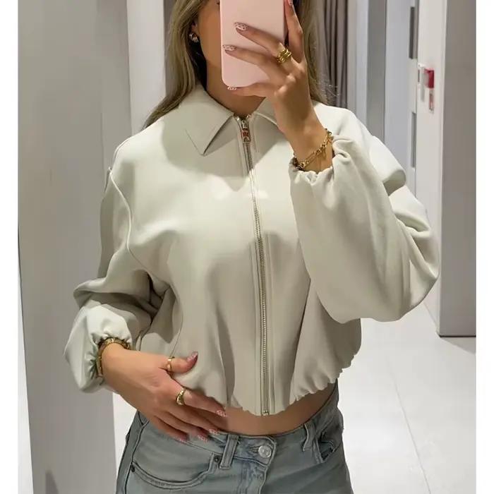 MUJER dámske nadýchané bomber bundy so zipsom univerzitná krátka bunda pre ženy Polosezónna