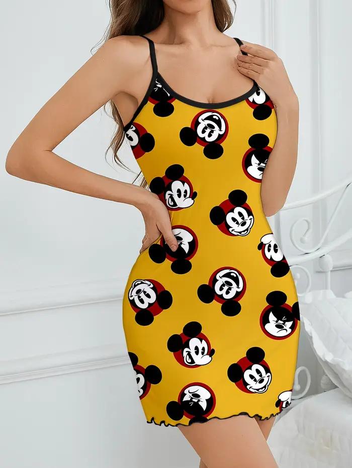 Jupe de nuit pour femme Disney, motif dessin animé mignon, vêtements de maison, tissu doux et confortable