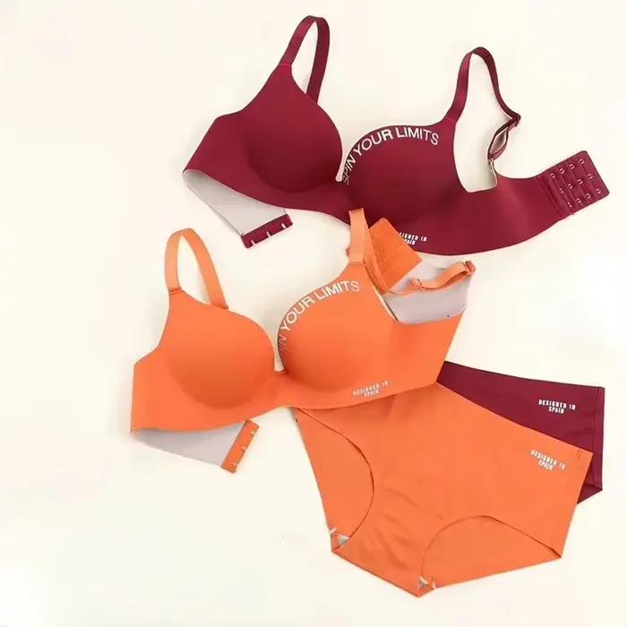 Femmes une pièce mode lettre soutien-gorge sans trace sans anneau en acier rassembler soutien-gorge Sexy Push Up Bralette sous-vêtements sans couture femmes ensemble de soutien-gorge